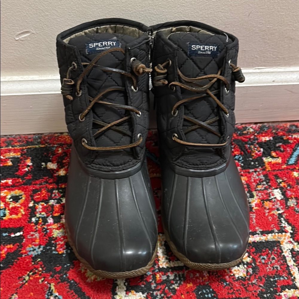 Sperry Black Quilted Duck Boots